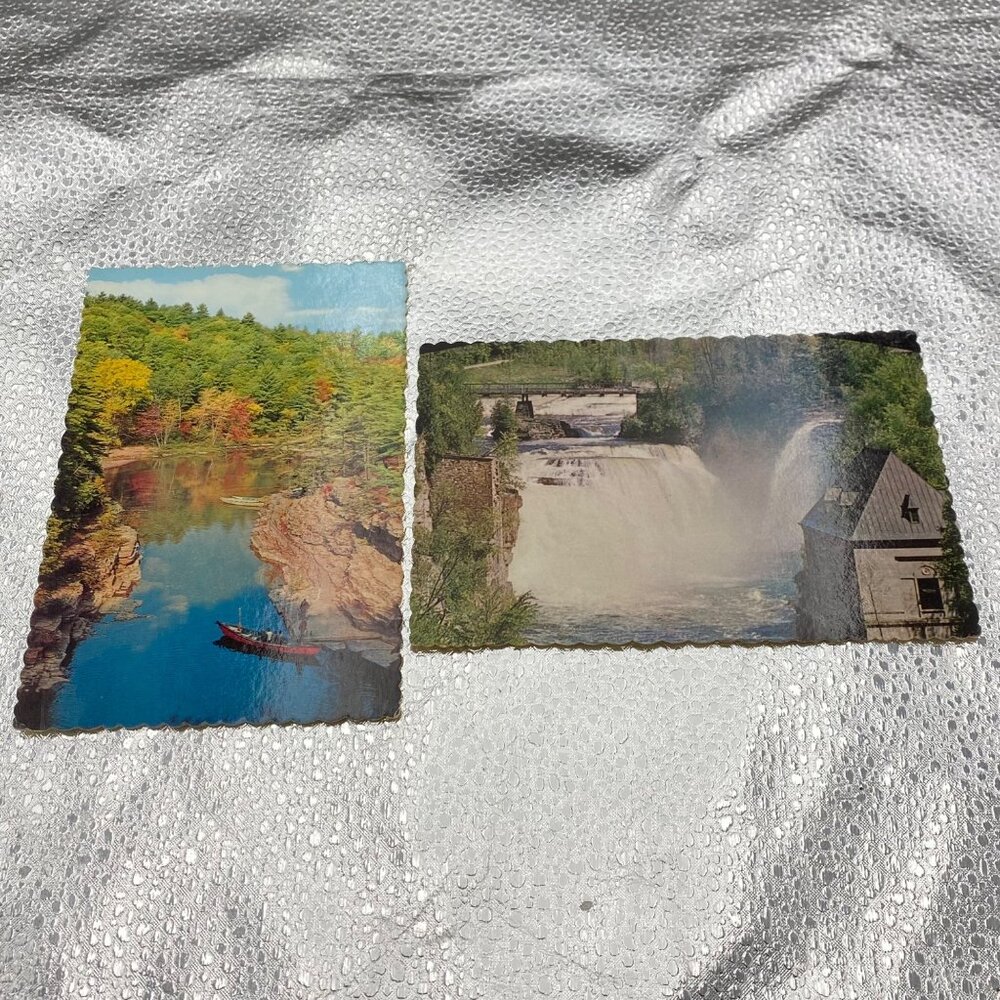 Vintage Ausable Chasm & Rainbow Falls NY End of Boat Ride Set of 2‎ Oversize 6x4